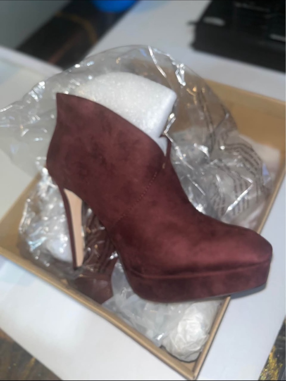 Jessica Simpson Wine Suede Platform Stiletto Booties-New with original packing
